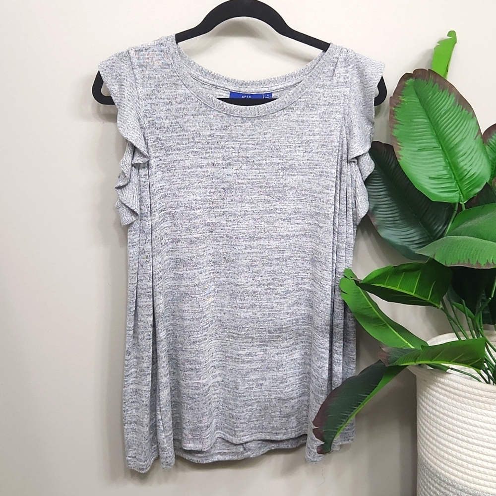 Apt 9, Small, Gray, Cold Shoulder Knit Top